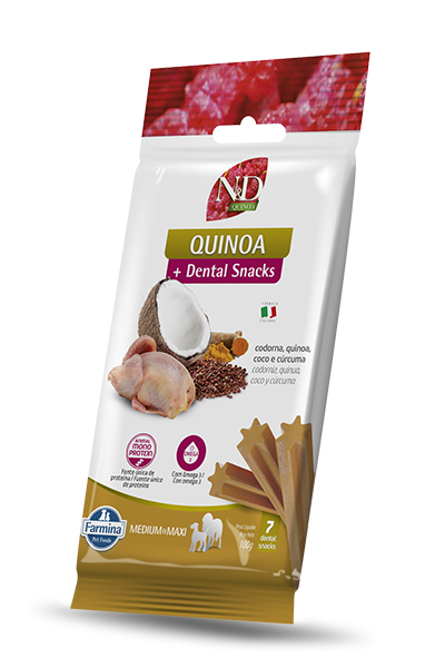 Codorna, Quinoa, Coco e Cúrcuma Petiscos Dentais Medium & Maxi